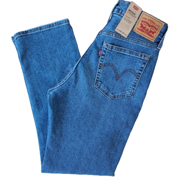 LEVI’S Wedgie Straight Denim Jeans 27 Button Fly Medium Wash High Rise - Picture 2 of 14